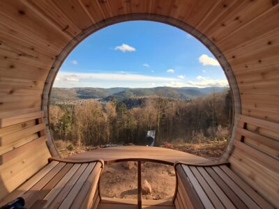 vue panoramique sauna tonneau caldarii
