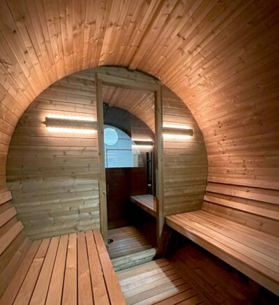 Sauna Tonneau Thermowood Panoramique