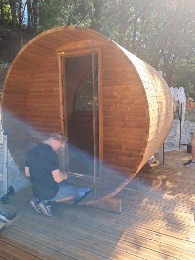 Sauna Tonneau Thermowood Panoramique