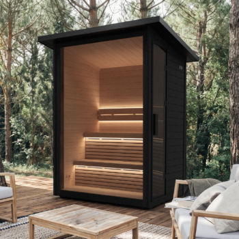 Sauna cabine 4 places sur une terrasse extérieure