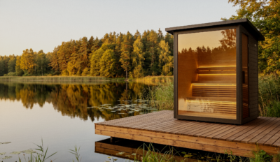Sauna cabine 4 places au bord d'un étang